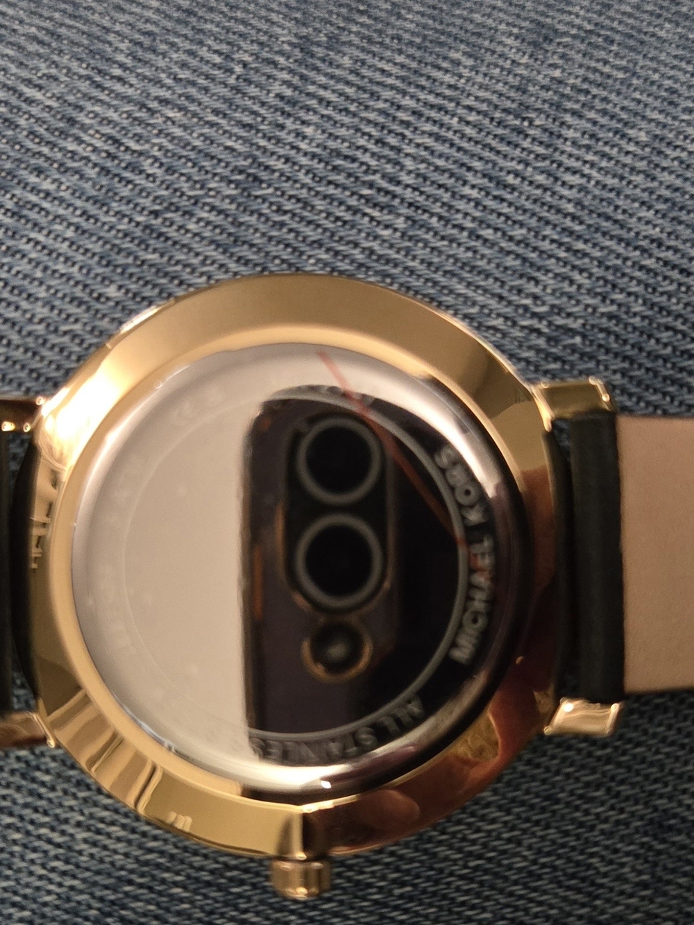 NIB-Michael Kors Black and Gold Minimalist Watch - Picture 4 of 8